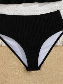 Girls Ruffled 2 Pieces Swimsuit Set, Cute Beach Vacation Swimwear - Black - View 4