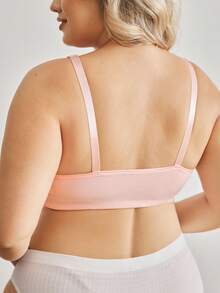 Moonlight&Mama Plus Size Maternity Solid Color Nursing Bra Maternity Bra EasyComfort Casual - Pink - View 3