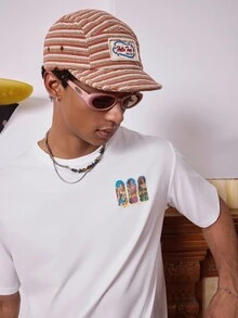SWAVVY Camiseta blanca de cuello redondo de manga corta con estampado para hombres, adecuada para el verano - Blanco - Ver 4