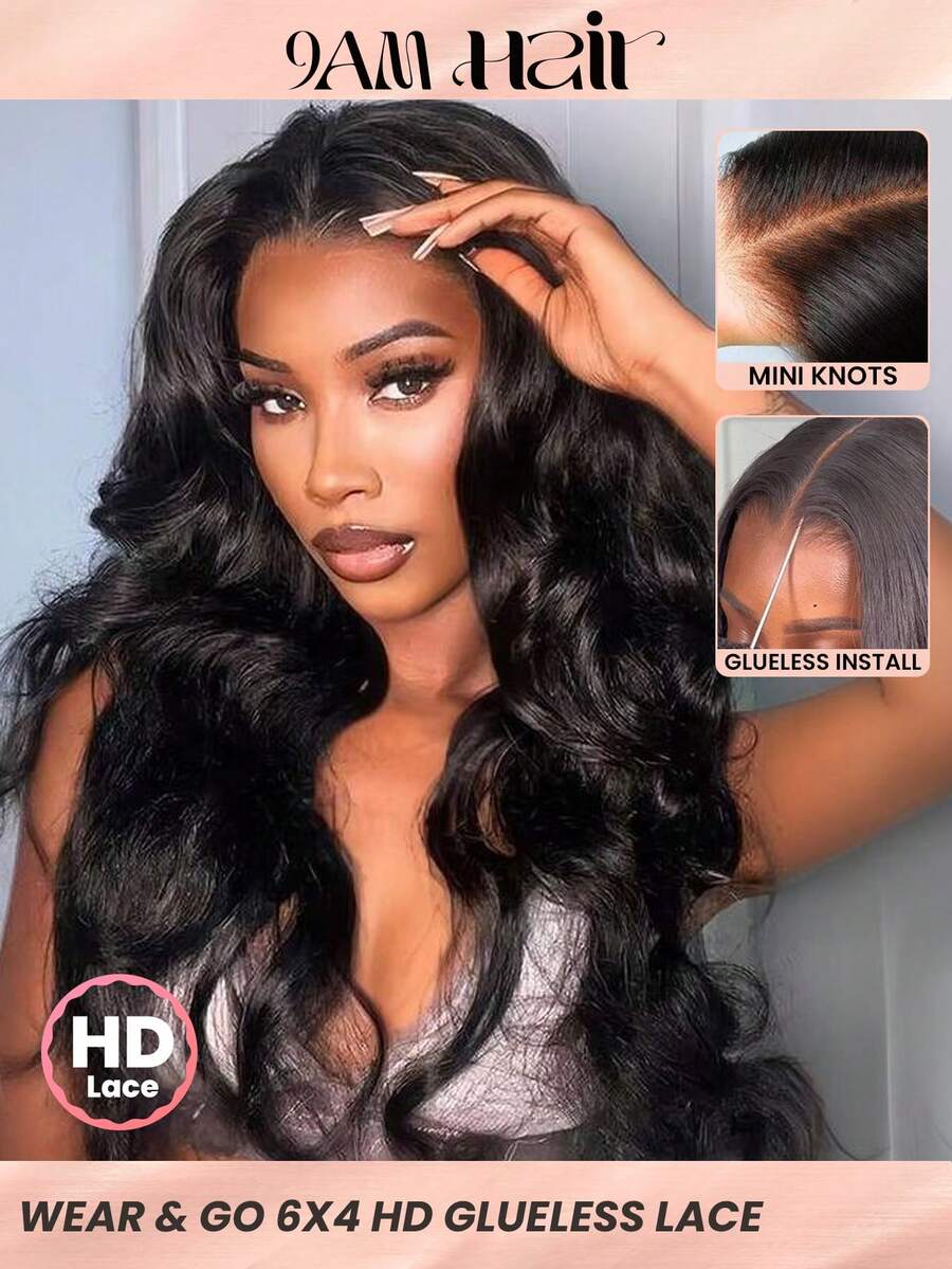 TrueHD Tóc giả Wear & Go 6*4 HD Lace không cần keo, đường chân tóc tự nhiên đã được tỉa sẵn, kiểu sóng biển, 180% tóc thật, dài 8-14 inch (kiểu tóc bob) và 16-30 inch (kiểu tóc thường), màu đen tự nhiên, chất lượng cao, phụ kiện tóc, trang phục thể thao, kỳ nghỉ, du lịch, lễ hội, hoạt động ngoài trời, cosplay, học đường, bãi biển, du lịch thiết yếu cho nữ, tóc nối không cần keo, ngày Valentine, tóc giả ren tự nhiên không cần keo, thích hợp cho buổi hẹn hò lãng mạn. - SNatural - Xem 1