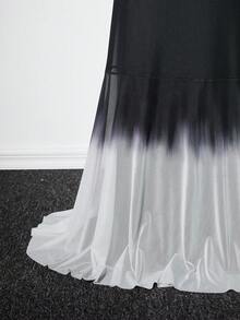 Viva Relle Plus Size Fashionable Ombre Elegant Formal Black Camisole Dress - Black - View 6