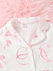 SHEIN Mädchen Teenager Lässige, locker sitzende, bequeme Schlafanzughose mit Schleifen-Dekor als Freizeitkleidung