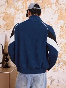SWAVVY Cárdigan de manga larga de punto de moda para hombre, otoño e invierno - Azul Marino - Ver 2