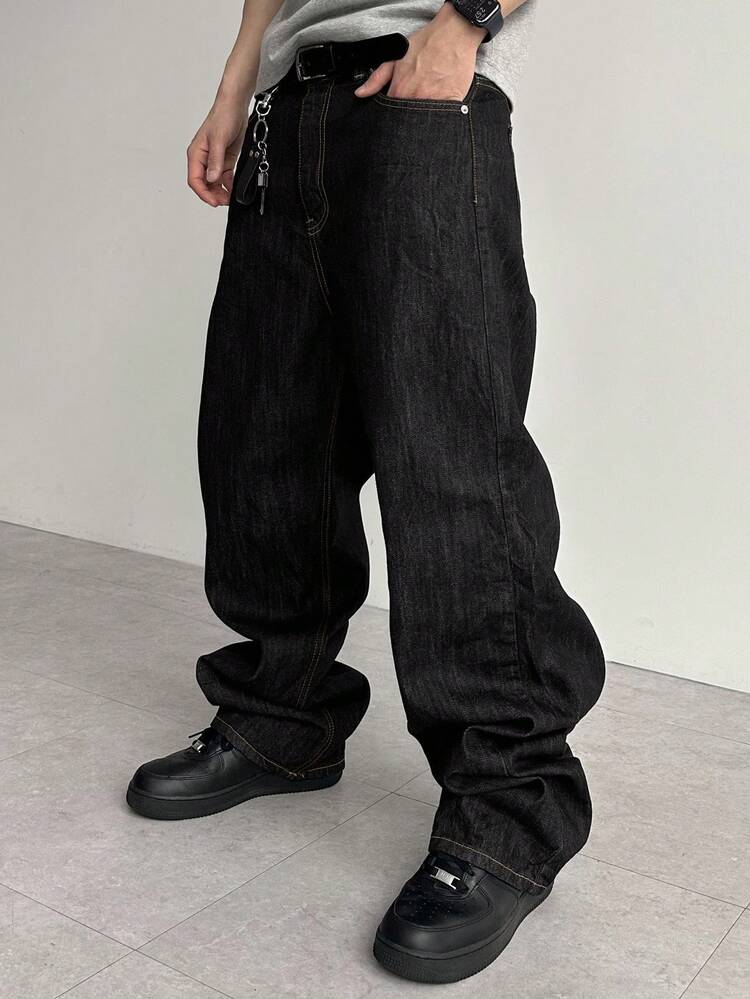 Men's Loose Fit Casual Jeans With Pockets, Spring/Summer, Grunge