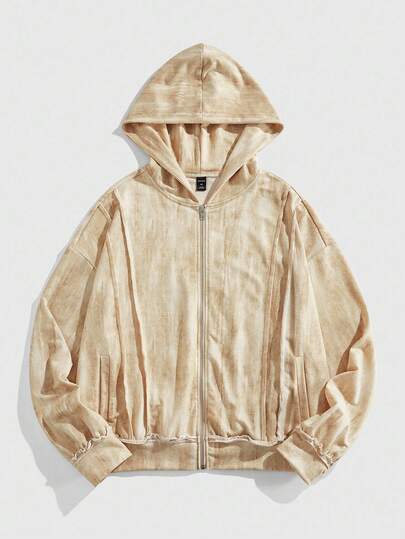 Street Life Sweat-shirt-shirt à capuche zippé avec cordon de serrage à l'avant, épaules tombantes, pour hommes, pour l'automne