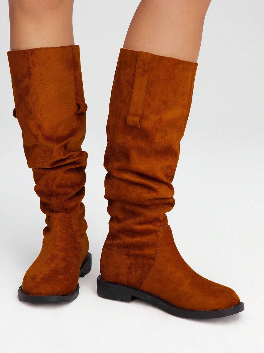 Styleloop Women's Vintage Over-The-Knee Boots, Round Toe Slim Fit Tall Riding Boots, Suitable For Halloween, Christmas, Autumn, Cowgirl Outfit, Brown Boots, Western Boots, Core - Camel - View 1