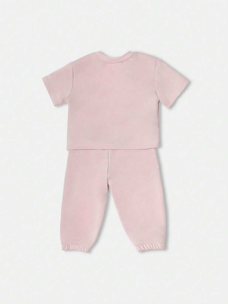 Letter Print T-Shirt With Matching Jogger Pants
