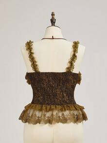 ROMWE EDITION Vintage Medieval Court Style Lace Trim Fitted Plus Size Camisole