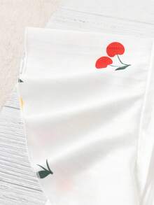 SHEIN Clasi 女式樱桃印花褶领 H 型休闲日常度假盖袖衬衫 - 彩色 - 查看 4