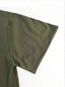 Maweii Women's Casual T-Shirt - "It's Never Luck It's Always God" Camouflage Print White Short Sleeve Top, Round Neck, Machine Washable, All-Season Comfort, Motivational Apparel, Easy Care Clothing - Olive Green - View 4