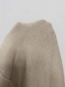 FavEase Suéter de cuello redondo de unicolor - Caqui - Ver 8