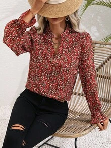 EMERY ROSE Áo cánh dài tay cổ chữ V họa tiết da báo thanh lịch dành cho nữ - Nhiều màu - Xem 3