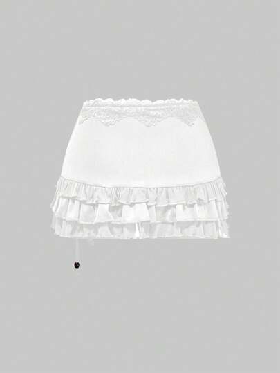 Grunge Punk Jupe mini sexy à taille basse avec volants, nœud papillon et imprimé léopard vintage avec bordure en dentelle. Idéal pour le printemps, les concerts, les festivals et la Saint-Valentin