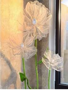 1 件 40/50 厘米大型仿真花橱窗展示 3D 大型人造花悬挂纱网镂空假花婚礼装饰 - 彩色 - 查看 4