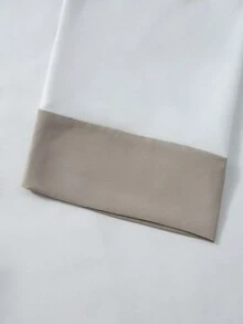 Manfinity Homme Áo sơ mi đầu bếp cổ đứng cài nút phía trước họa tiết tương phản thường ngày dành cho nam, mùa thu - trắng - Xem 3