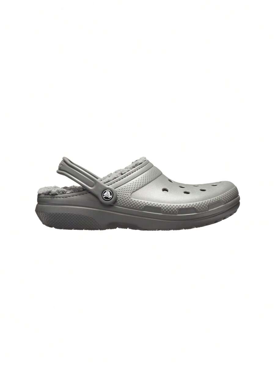 Crocs حذاء كلوج كلاسيكي مبطن يناسب الجنسين، أحذية كاجوال مبطنة بطبقة حرارية، شتوي - رمادي - مشاهدة 1