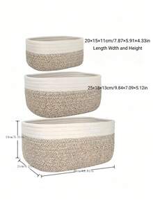 Cirelle 1 件简约编织储物篮，波西米亚几何藤条收纳箱，适用于家居和花园装饰、桌面收纳、浴室和化妆品收纳，天然木质花盆架，波西米亚绳篮，用于杂物、文具、办公室和户外使用 | 多功能家居整理和装饰收纳解决方案