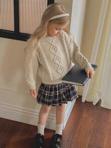 Emery Rose Kids Emery Rose Kids Young Girl Beige Long Sleeve Sweater, Cute & Versatile Winter Clothing For Baby Girls Fall - Apricot - View 4