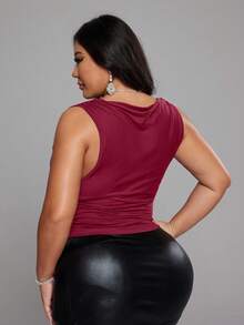 NU&NOW Christmas Elegant Sexy Daily Date Vacation Casual Bodycon Wrap Draped Neck Versatile Plus Size Camisole