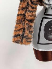 Amplova Women's Tiger Print Long Sleeve Loose Faux Fur Jacket, Autumn/Winter Cheetah Print,Fall - Multicolor - View 15