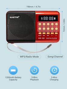 Teckwe Radio mini con tarjeta MP, radio portátil multifuncional para uso doméstico, reproductor de radio tipo Walkman, regalo para personas mayores, ejercicios matutinos portátil. - Rojo - Ver 5
