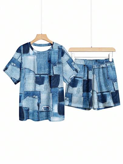 Zolique 女款夏季圓領短袖上衣和短褲套裝，隨性休閒