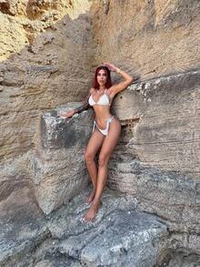 Bearsaez 2pcs Women Summer Floral Decor Contrast Color Halter Swimsuit Top And Drawstring Side Swim Bottoms, Vacation Swimwear Set