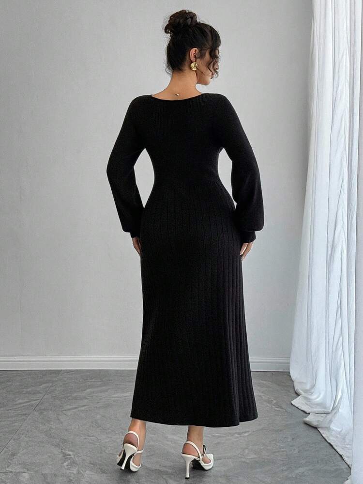 Women's Elegant Fitted Knit Sweater Dress, Autumn/Winter