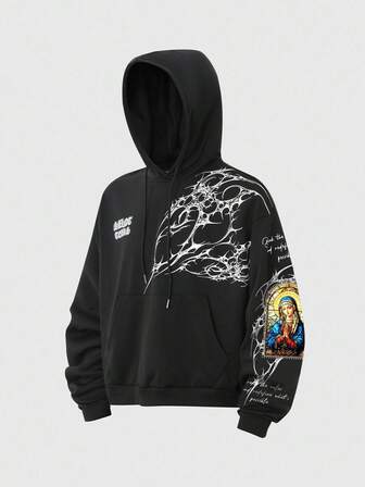 Street Life Herren Gothic Muster Kapuzenpullover, grafischer Hoodie geeignet für den täglichen Gebrauch, Herbst/Winter