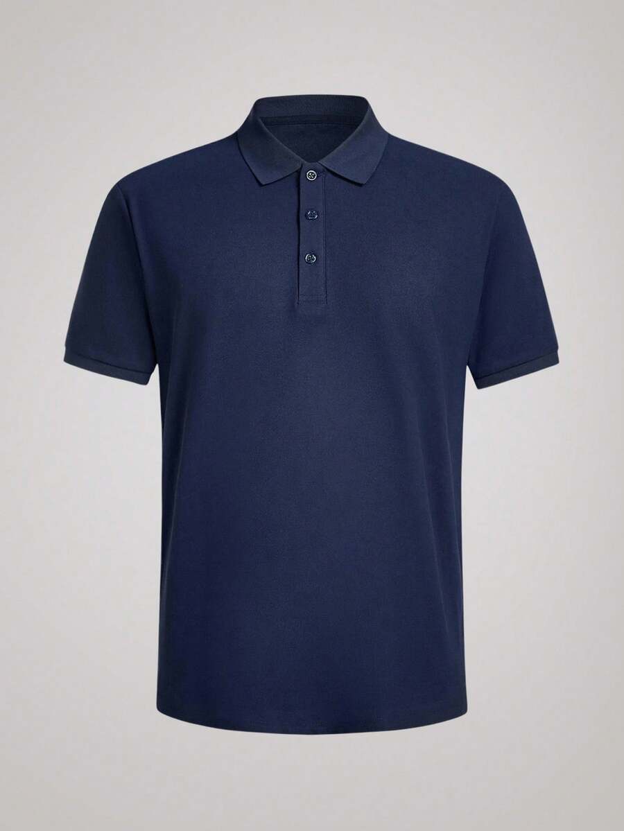 OFFICEAU Men's Solid Color Casual Office Commuter Polo Shirt, Old Money Spring To Summer