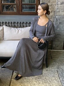 DAZY 2pcs/Set Women Loose Casual Slouchy Grey Outfit, Autumn/Winter Lounge Sets For Women - Grey - View 8