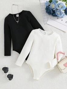 SHEIN Young Girl Casual Street Style Knit Crew Neck Long Sleeve Jumpsuit, Girls Back To School Outfits, Toddler Girl Outfit Sets, Young GirlOutfit Sets Long Sleeve Bodysuit Girls Bodysuit Kids Bodysuit Girl Bodysuit Fall Winter Girl Bodysuits Kids Bodysuits Tween Bodysuit Set Long Sleeve Bodysuits Young Girls Bodysuits