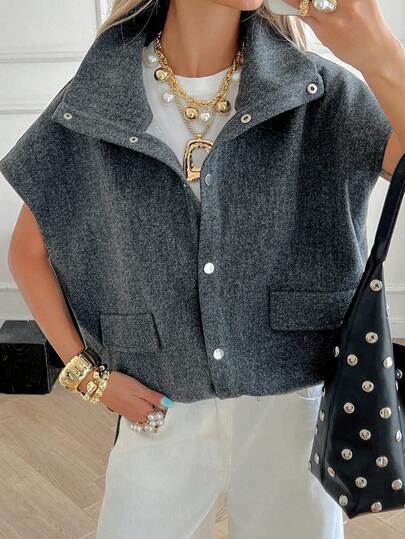 Livesso Women's Sleeveless Loose Casual Regular Jacket, Autumn Vest Women Coats