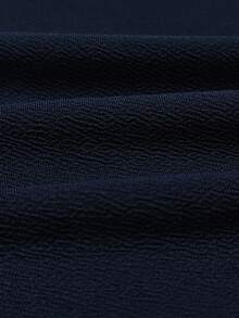 EMERY ROSE Chaqueta corta de manga gigot de unicolor de moda para el transporte - Azul Marino - Ver 3