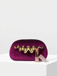 MOTF PREMIUM BOLSO DE MANO DE CENA DE MODA ROJO VINO PARA DAMAS, PERFECTO PARA COMBINAR CON LA FIESTA DE LA NOVIA - Burdeos - Ver 4