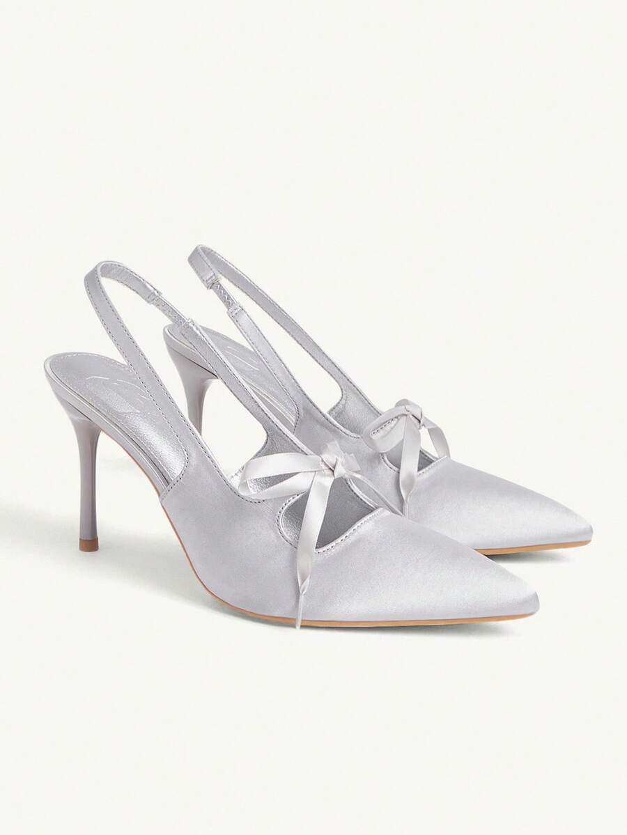 CUCCOO CHICEST Cuccoo 时尚性感蝴蝶结尖头细高跟女鞋 - 灰色 - 查看 1