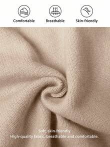 FavEase Suéter de cuello redondo de unicolor - Caqui - Ver 7