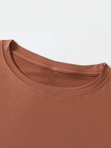 EMERY ROSE Plus-Size Ladies' Halloween Pumpkin Creative Printed Round-Neck T-Shirt - Brown - View 3