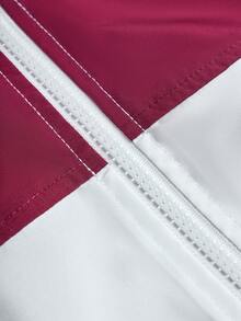 PAVTROS Men's Contrast Color Zipper Casual Versatile Long Sleeve Track Jacket, Cropped Zip Up Jersey Jacket, 90s Sporty Outdoor Windbreaker, Fall - Multicolor - View 5