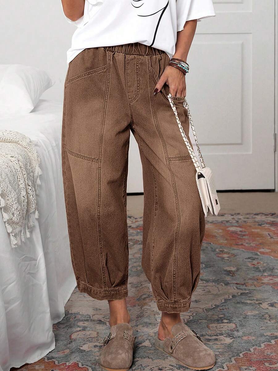 EMERY ROSE Jeans casual évasés avec poches et taille élastique pour femmes