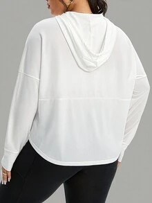 Rhythm Era Plus Size Women Casual Loose Fit Long Sleeve Zip-Up Sports Jacket Plus Size Running Jacket Plus Size Zip Up Hoodie