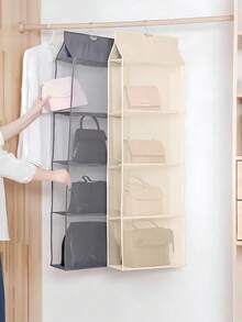 1 PIEZA Bolsa de almacenamiento colgante de tela beige de gran capacidad de 30L, organizador de armario 3D, a prueba de polvo, multifuncional, para decoración del hogar, decoración de habitaciones, decoración de otoño, decoración de festivales, regalo, estantería organizadora, ahorro de espacio, organizador de viaje