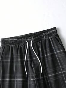 Claim Dot Men Casual Plaid Drawstring Waist Pants, Fall