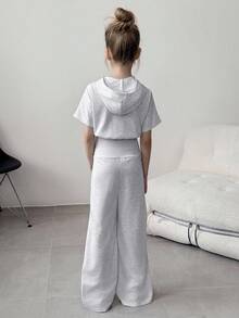 Tween Girls Casual Floral Print Jumpsuit, Summer Summer Holiday - Light Grey - View 2