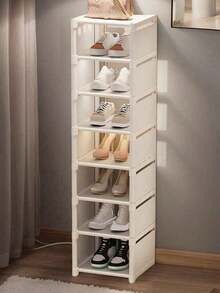 1pc Detachable 3/4/5/6/7 Tier Shoe Rack,Black & White, Easy Assembly Shoe Organizer, Dust-Proof & Water-Resistant, High Capacity Shoe Cabinet For Home - Multicolor - View 2