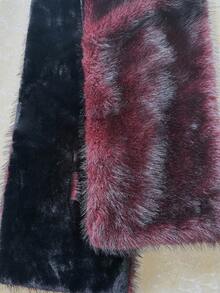 Allurite كيب فرو صناعي أحادي اللون للنساء، كيب فرو أحمر كبير للحفلات والأعياد - عنابي اللون - مشاهدة 7