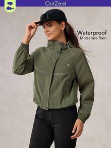 OutZeal Áo khoác ngoài trời chống nước có dải phản quang túi bên hông dành cho nữ đi bộ đường dài cắm trại mùa thu đông - màu xanh lá - Xem 1