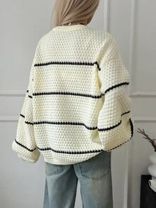 Livesso Women's Casual Contrast Color Knit Sweater, Autumn