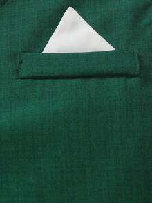 SHEIN Bộ vest nam 2 món, thiết kế cúc chéo bất đối xứng, thích hợp cho đám cưới - Màu xanh lá cây đậm - Xem 4