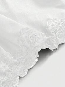 ROMWE Grunge Punk 复古分层豹纹蕾丝花边低腰性感荷叶边系带蝴蝶结迷你裙，适合女士春假、音乐会、节日、情人节 - 白色 - 查看 4